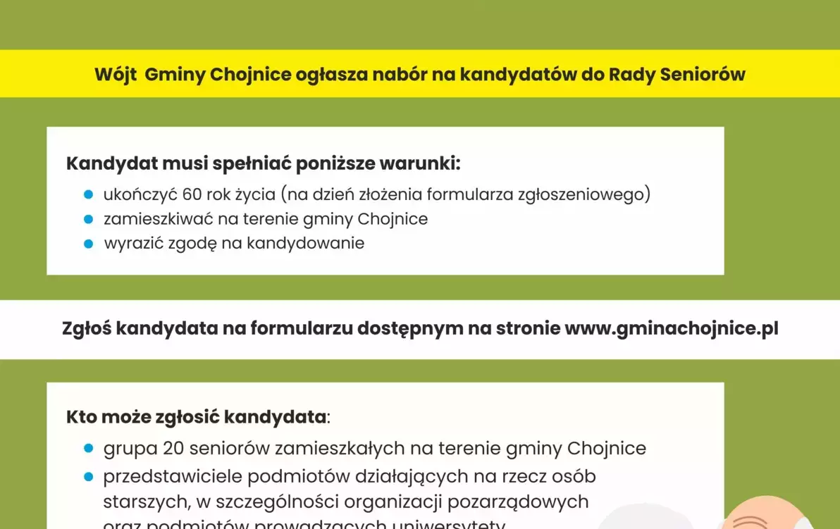 Zdjęcie do Startuje nab&oacute;r kandydat&oacute;w do Rady Senior&oacute;w Gminy Chojnice